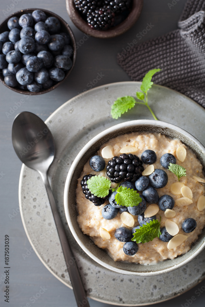 healthy breakfast steel cut oatmeal porridge with blueberry blackberry healthy breakfast steel cut oatmeal porridge with blueberry blackberry