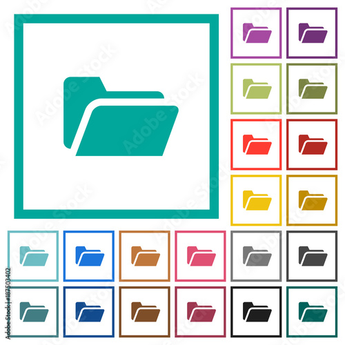 Obraz w ramie Folder open flat color icons with quadrant frames