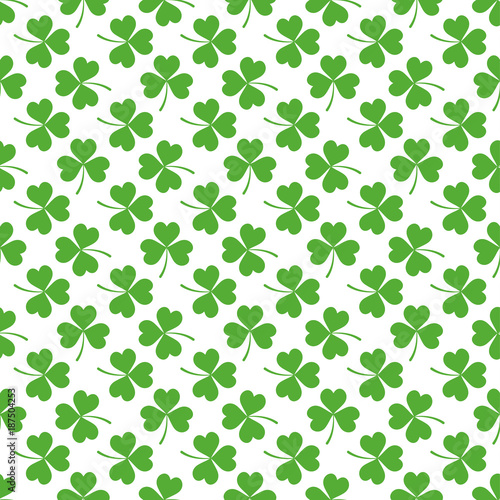 Seamless patten with clover.Pattern included in swatch panel.Vector background.