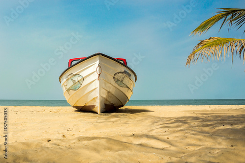 A boat on the beach in The Gambia, West Africa