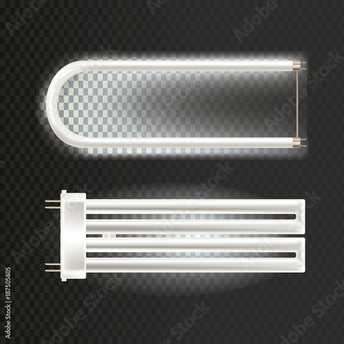 Light realistic fluorescent lamp. Economical, energy-saving light bulbs.