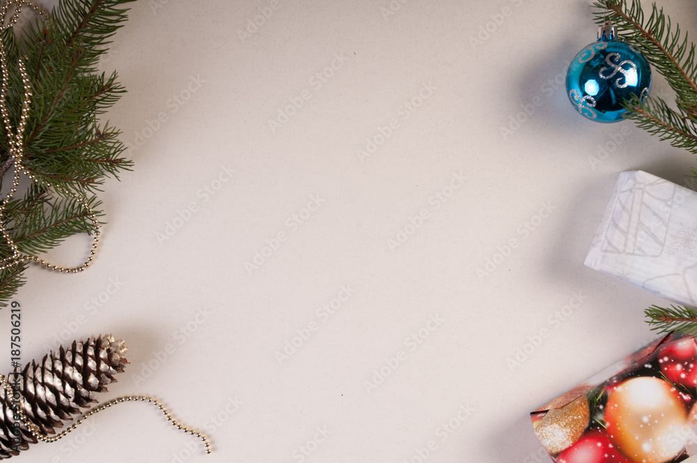 Naklejka premium New year and Christmas background