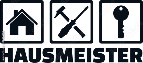 Janitor with job icons german