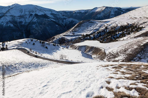 Snowy Mountain landscape in Sibillini Mounts, Italy