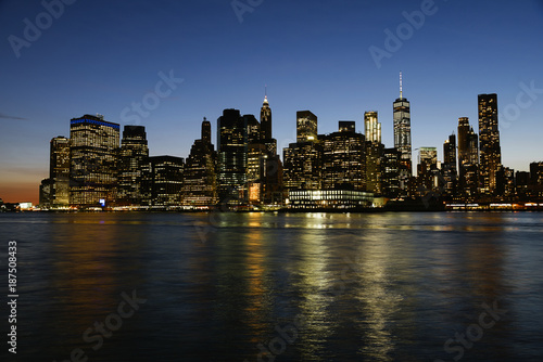 Night skyline of New York City.