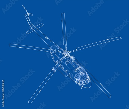 Engineering drawing of helicopter