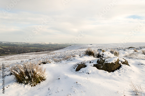 Rombalds moor in the snow, Yorkshire. England