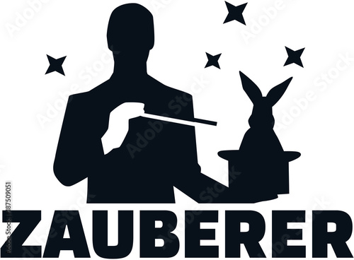 Magician silhouette magic trick german