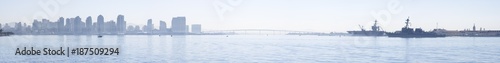 San Diego bay panoramic on hazy day