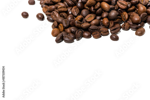 white background for text and coffee beans