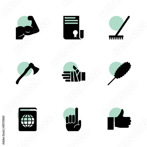 Hand icons. vector collection filled hand icons set.