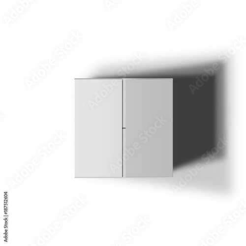 Closed white box isolated on a white background. Top view. Vector illustration