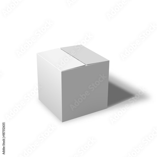 Closed white box isolated on a white background. Vector illustration