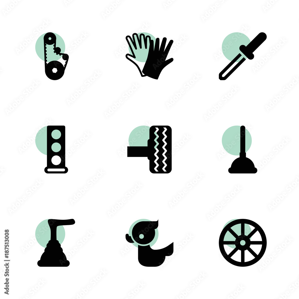 Rubber icons. vector collection filled rubber icons set.
