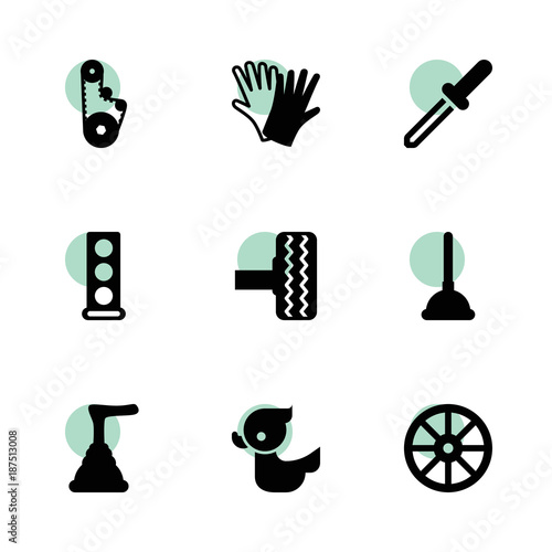 Rubber icons. vector collection filled rubber icons set.