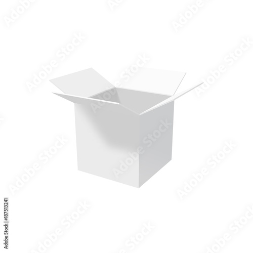 White empty open box isolated on a white background. Vector illustration