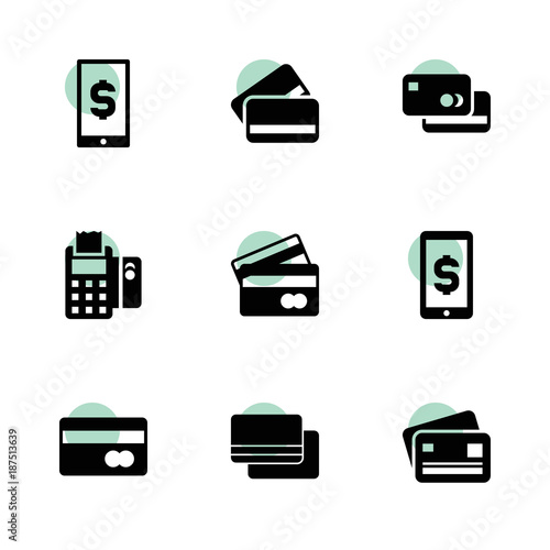 Debit icons. vector collection filled debit icons set.