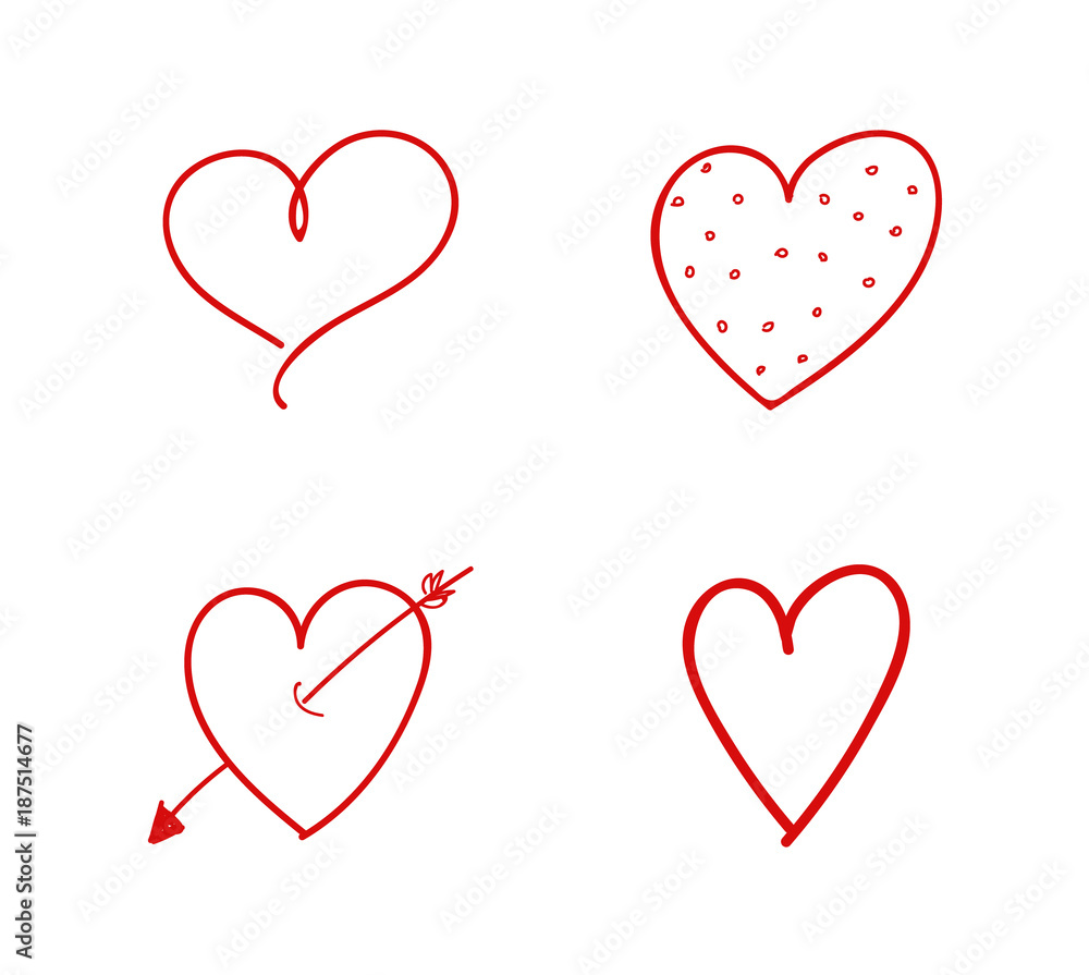Set of hand drawn hearts for Valentine's Day, Mother's Day or Women's Day. Vector. Set of hand drawn hearts for Valentine's Day, Mother's Day or Women's Day. Vector.