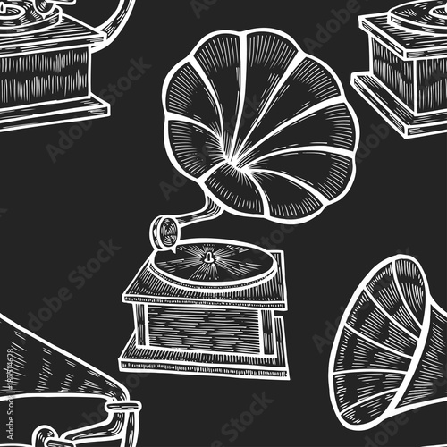 Hand drawn gramophone
