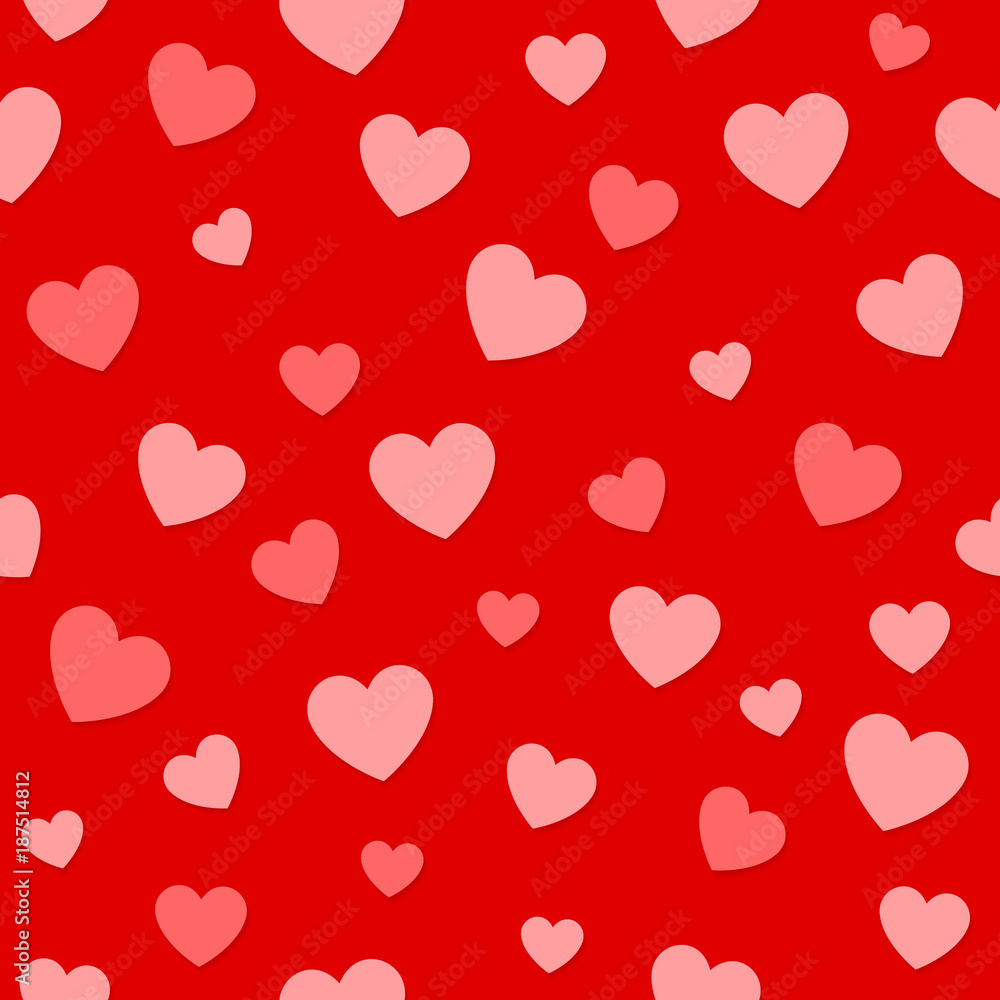 Wrapping paper with cute hearts - seamless pattern. Vector.