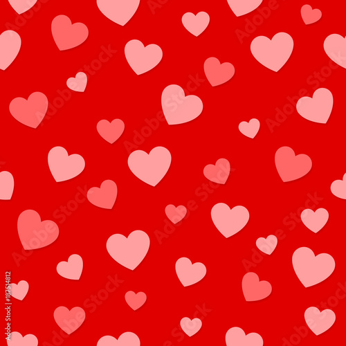 Wrapping paper with cute hearts - seamless pattern. Vector.