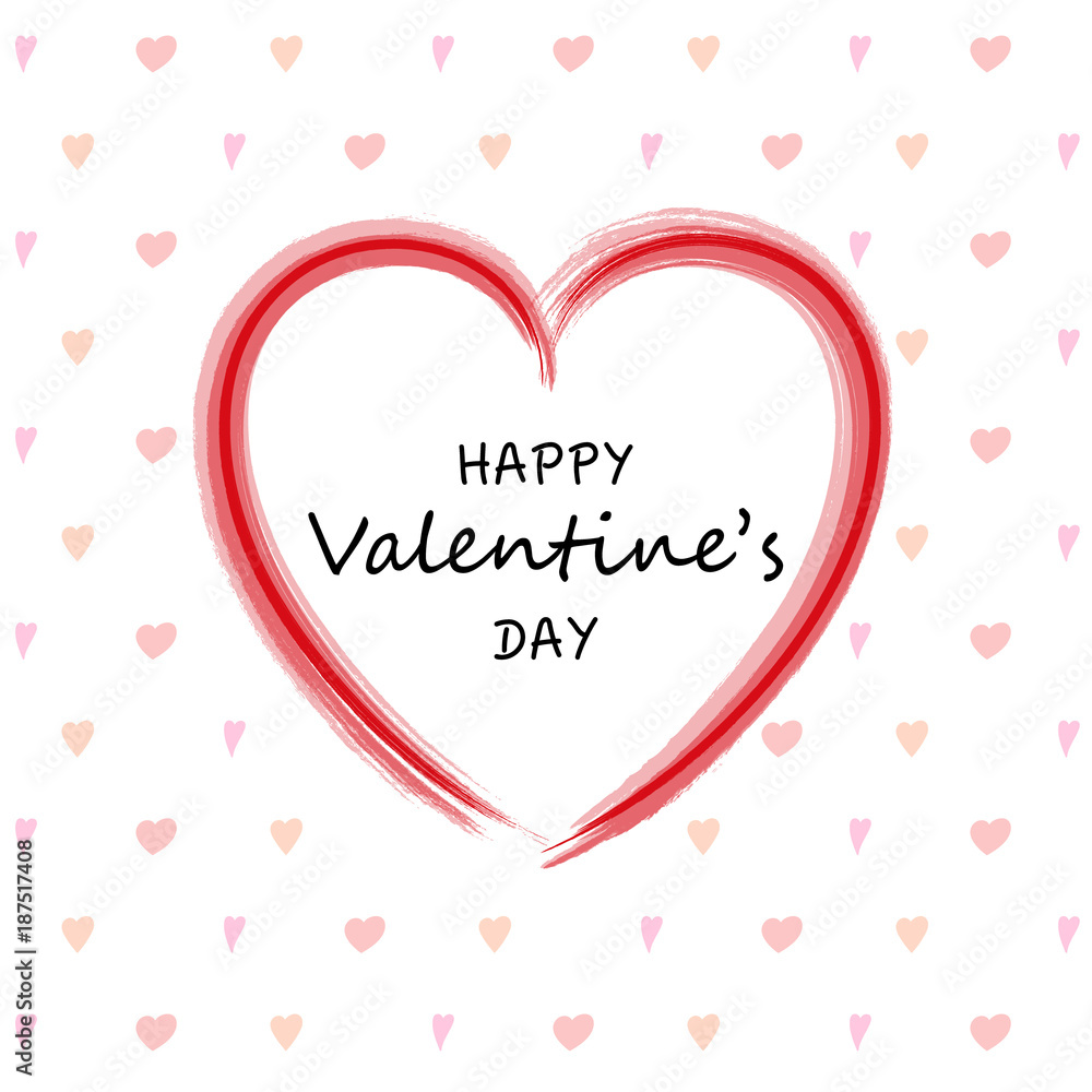 Cute card with hand drawn hearts - Valentine's Day. Vector.