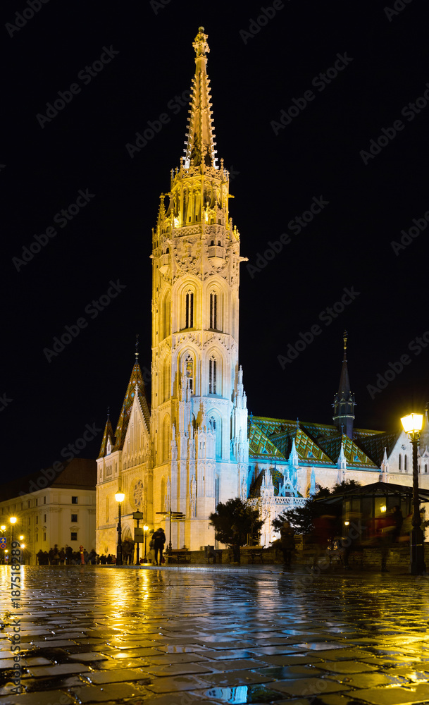 Fototapeta premium Matthias Church on Buda hill in night lights