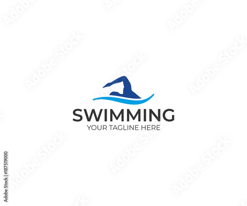 Swimmer logo template. Swimming vector design. Swim illustration