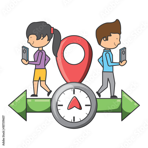 gps design with woman and man icon