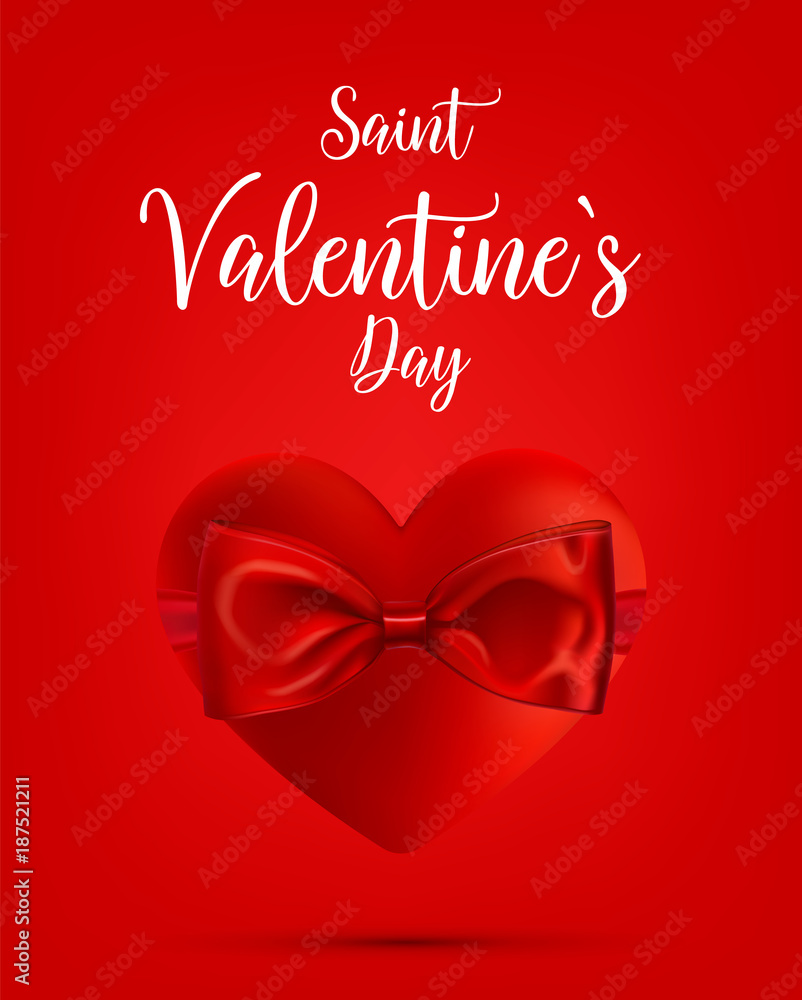 Naklejka premium Valentine s day concept. Vector illustration. 3d colorful hearts with thin square frame. Cute love banner or greeting card. Place for your text