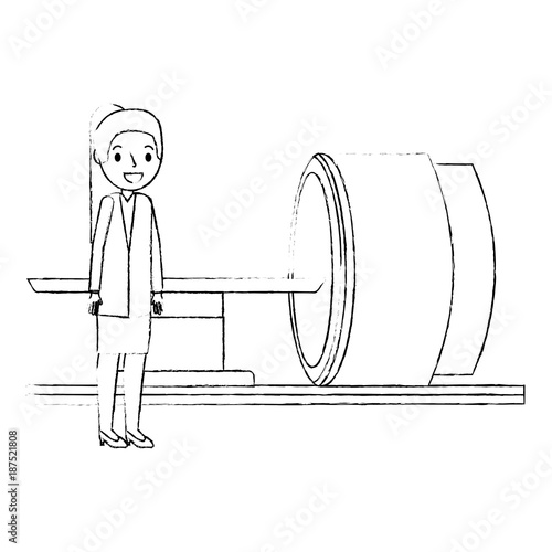 tomography scanner machine with medical professional
