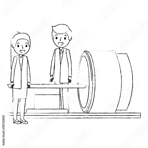 tomography scanner machine with medical professional