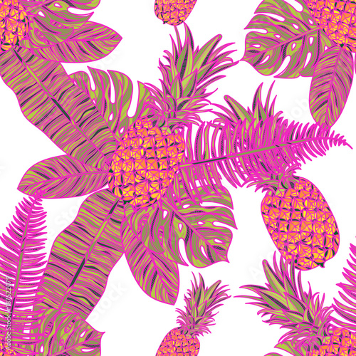 Seamless pattern with pineapples.