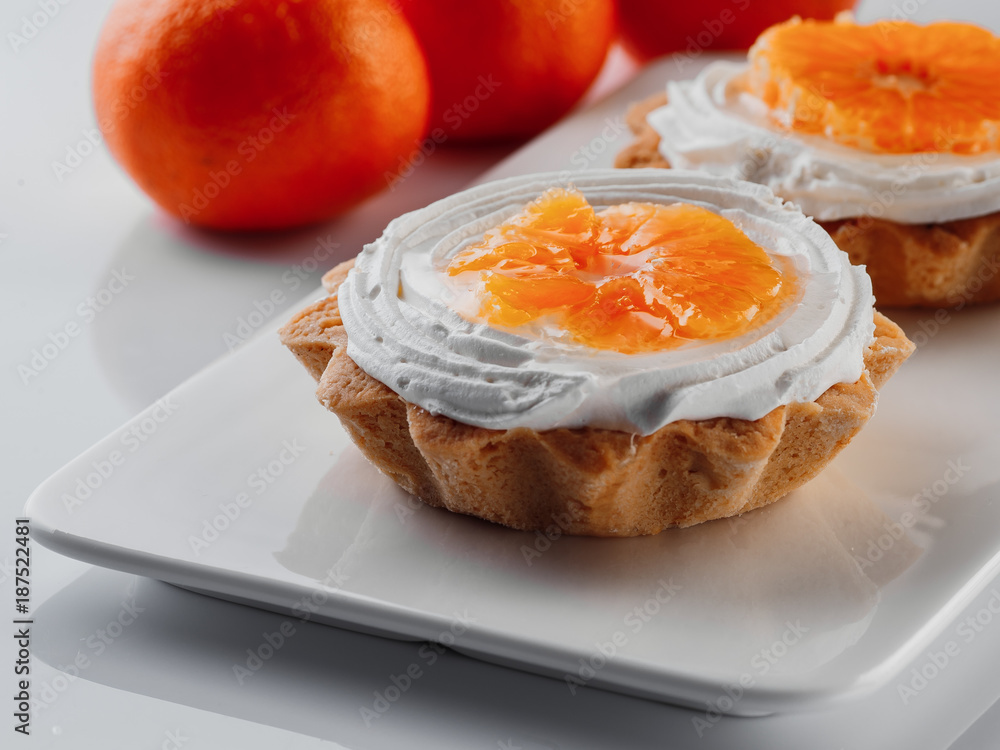 tartlets with cream and tangerines tartlets with cream and tangerines