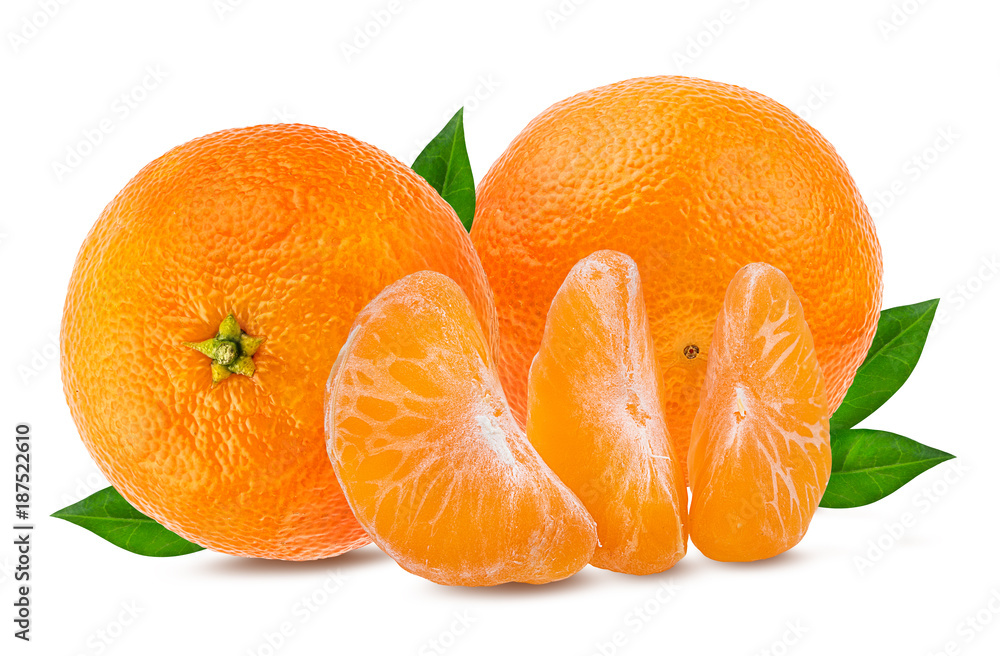 Fresh mandarin orange with segments isolated on white background with clipping path Fresh mandarin orange with segments isolated on white background with clipping path