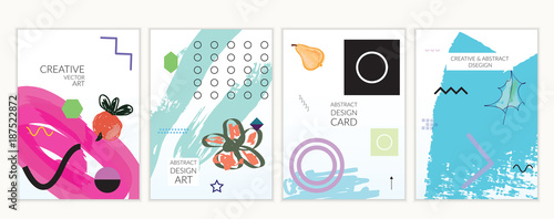 Set of artistic minimal universal card templates