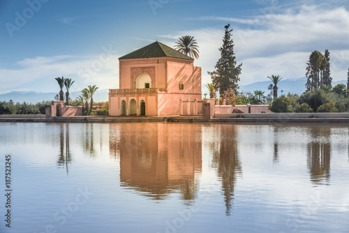 Restored Saadian garden pavilion, Menara Gardens, Marrakech, Morocco