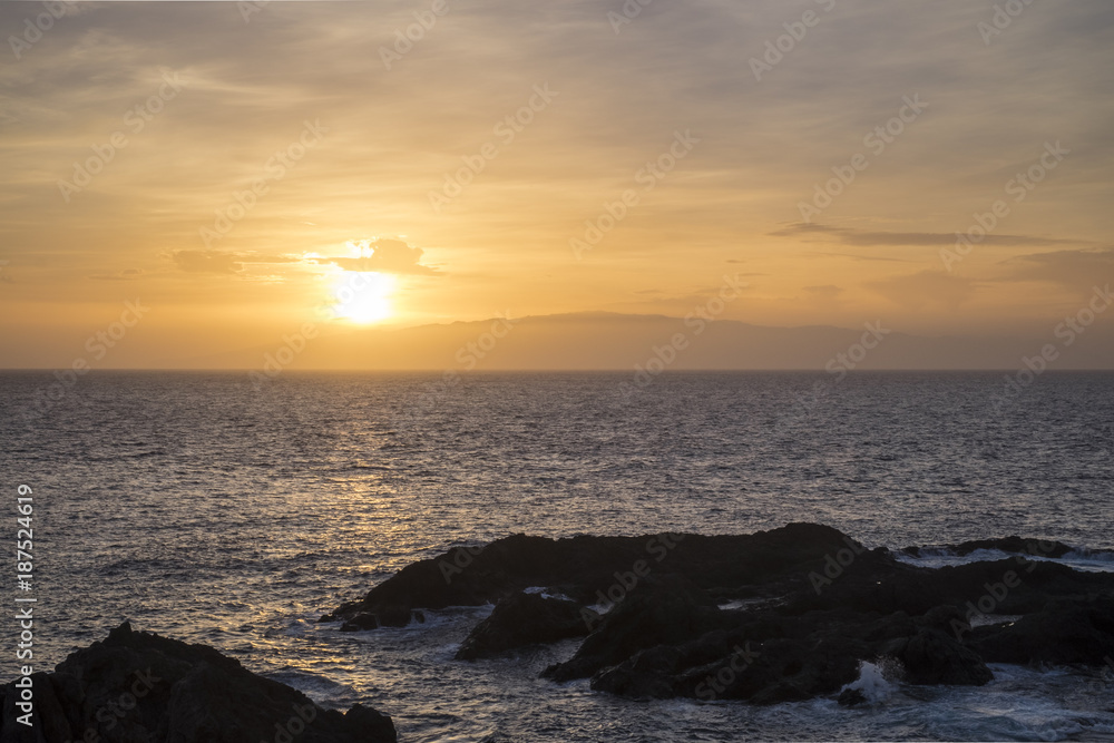 Sunset over La Gomera, Canary Islands from Los Gigantes tenerife Sunset over La Gomera, Canary Islands from Los Gigantes tenerife