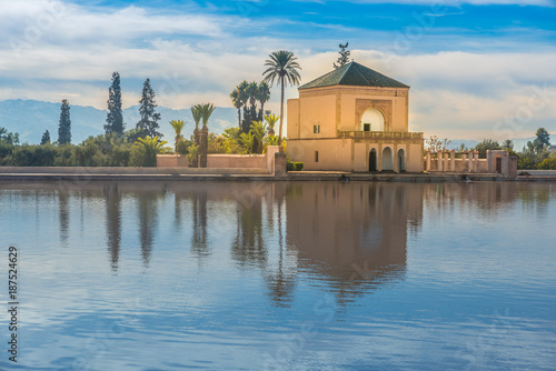 Restored Saadian garden pavilion, Menara Gardens, Marrakech, Morocco