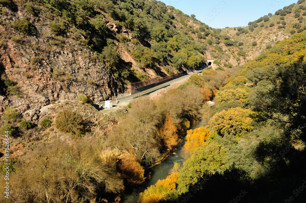 Railway line along river in Andalucia