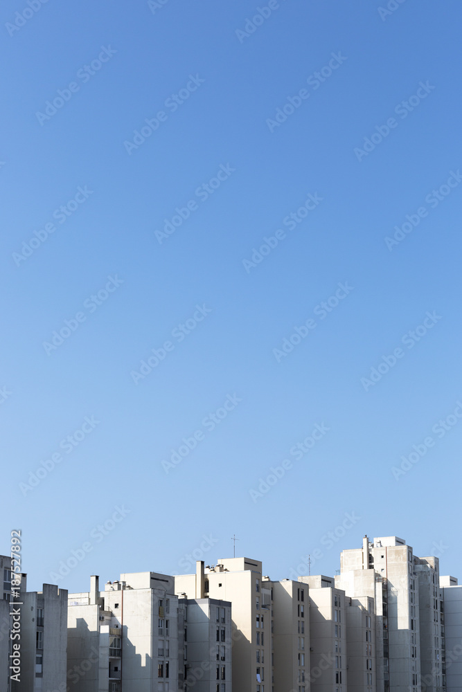 Tall buildings lit by the morning sun in the city of Split in Croata Tall buildings lit by the morning sun in the city of Split in Croata