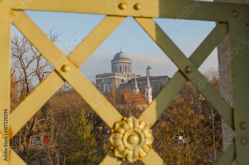 View of Bazilika from Maria Valeria bridge in Hungary, landscape  photo