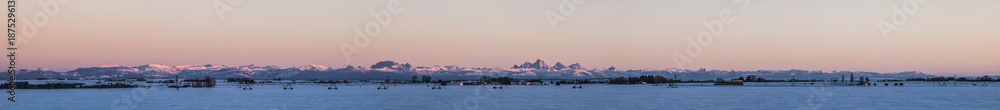 Grand Teton Sunset Panorama from Idaho