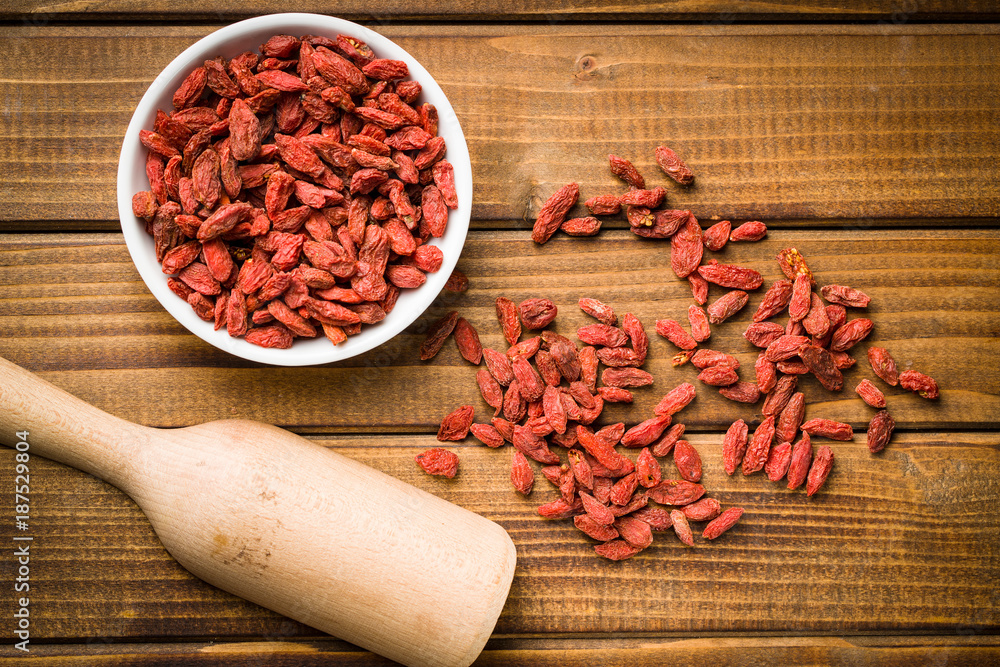 Dried goji berries.