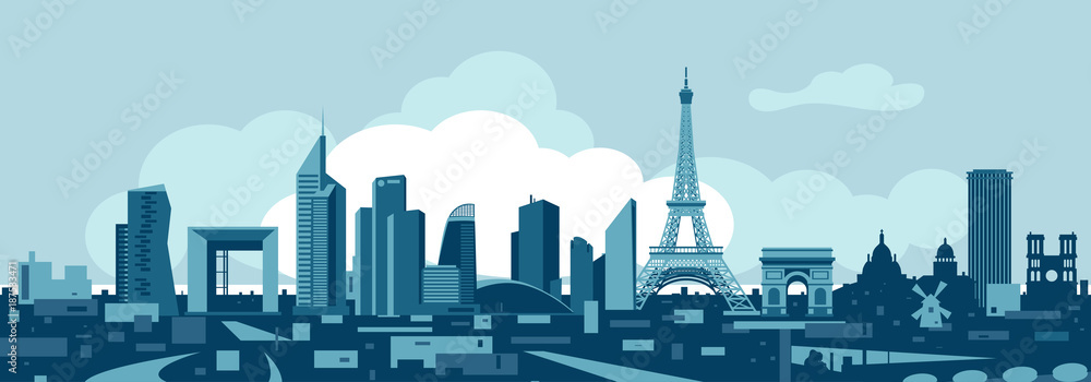 Naklejka premium Panoramę Paryża