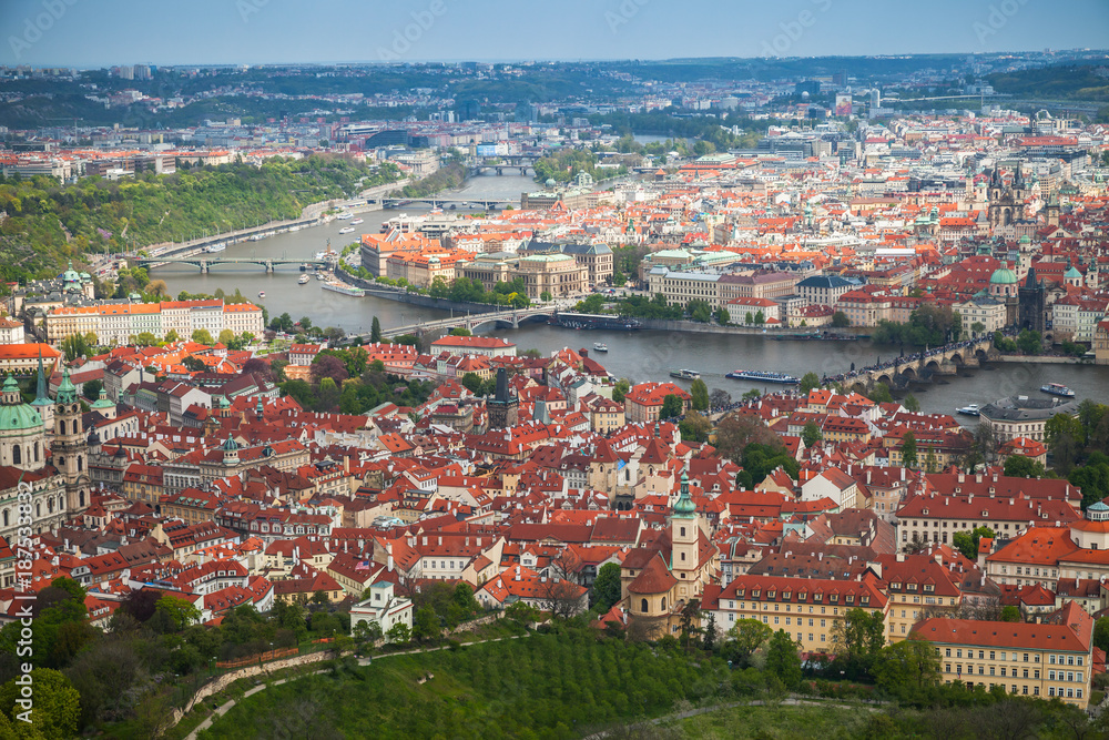 Aerial panoramic view of Prague