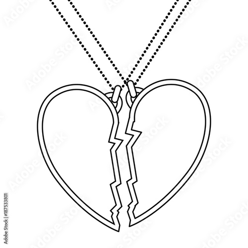 heart love broken necklace vector illustration design