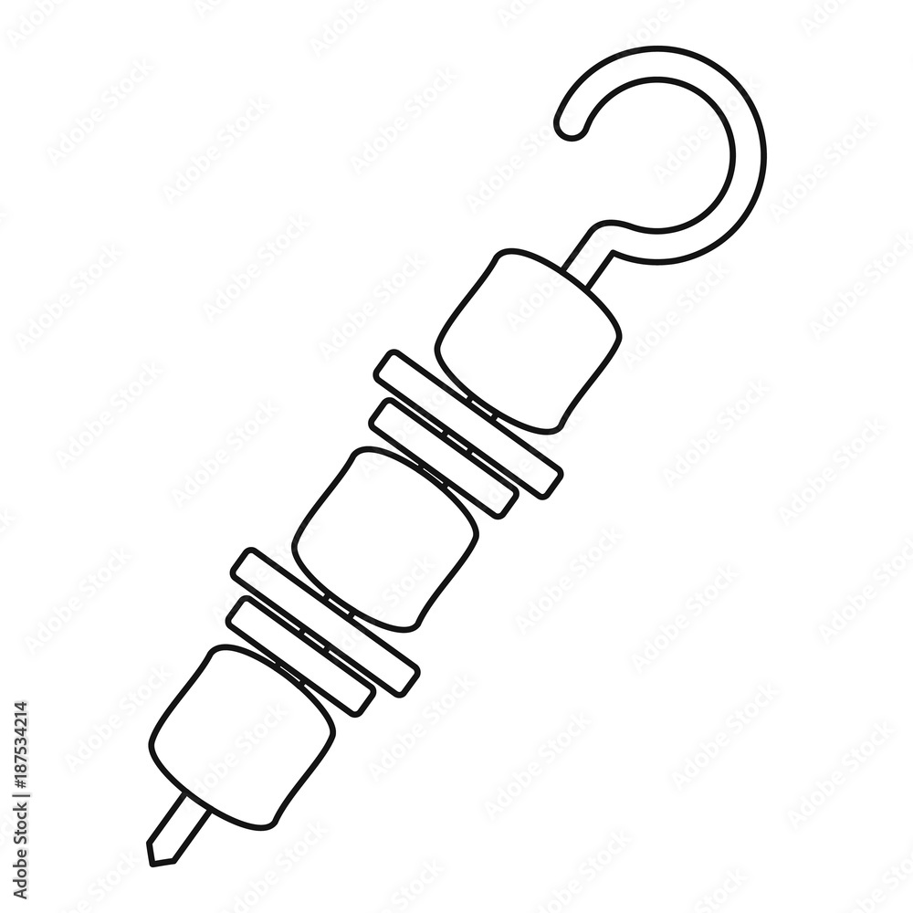 Grilled meat kebab icon, outline style Grilled meat kebab icon, outline style
