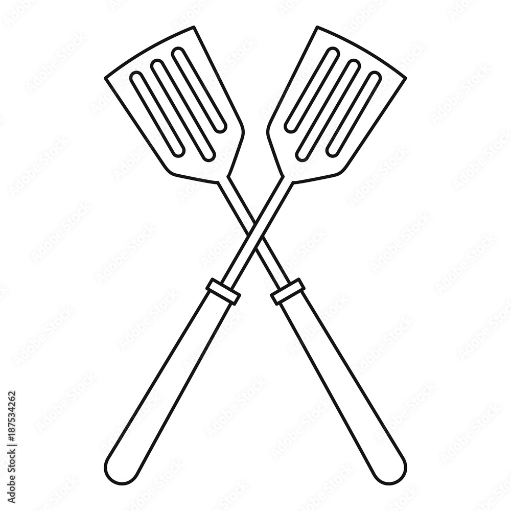 Metal spatulas icon, outline style Metal spatulas icon, outline style