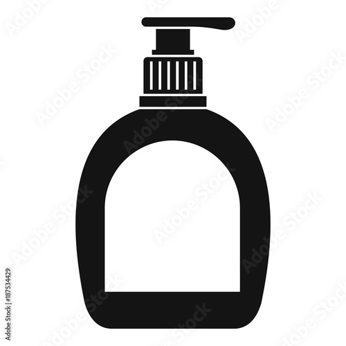 Bottle with liquid soap icon, simple style